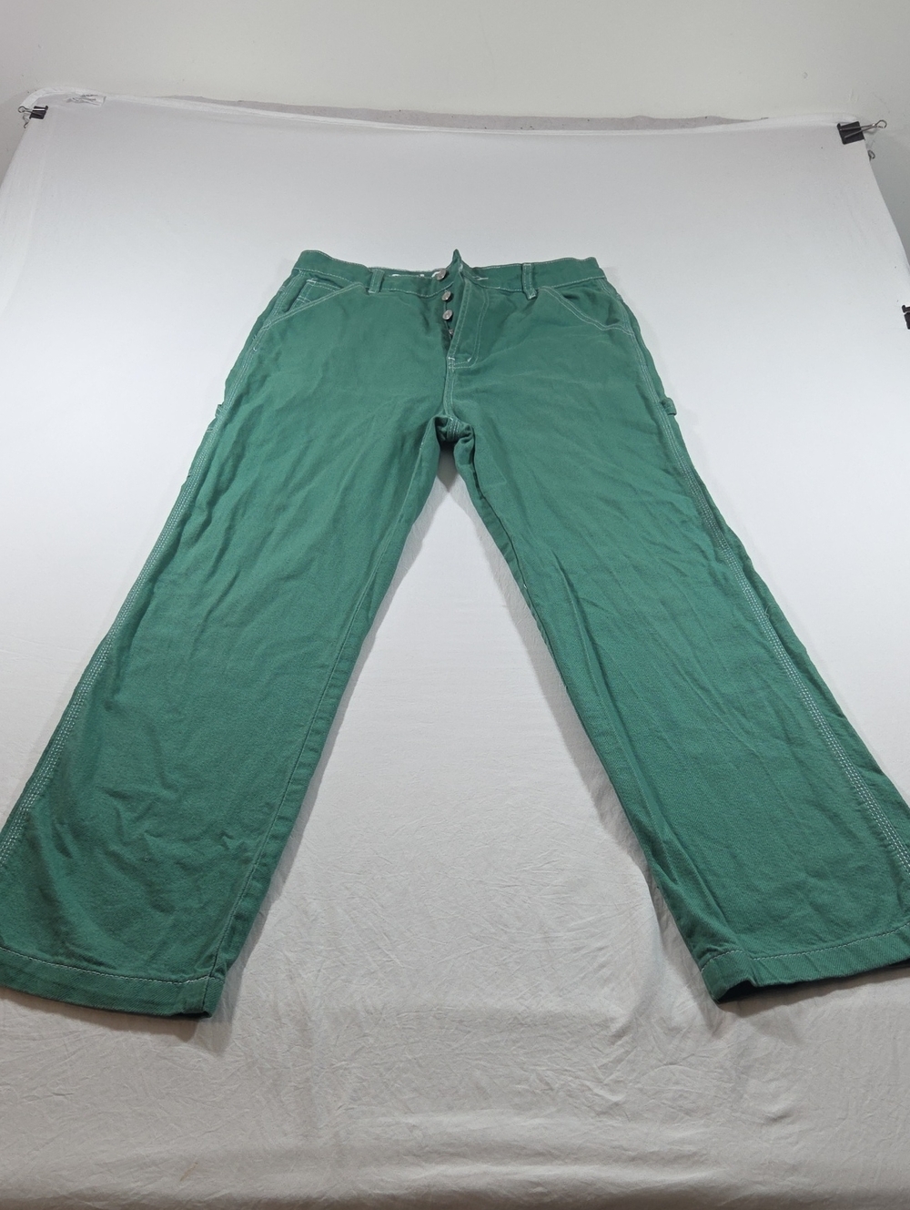 S.O.N.G. CARPENTER 90s Boyfriend Jean Teal Green Chino Pants 11-30 Cotton